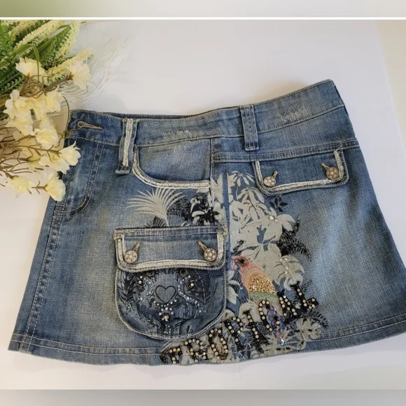 ❤️ ROSA & ROSE MINI SKIRT  LIGHT BLUE SIZE: M - Picture 3 of 12